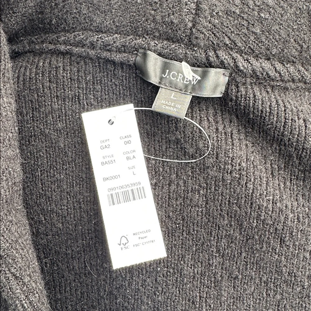 NWT J. Crew Cocoon Alpaca Blend Black Longline Minimalist sweater-blazer Size L